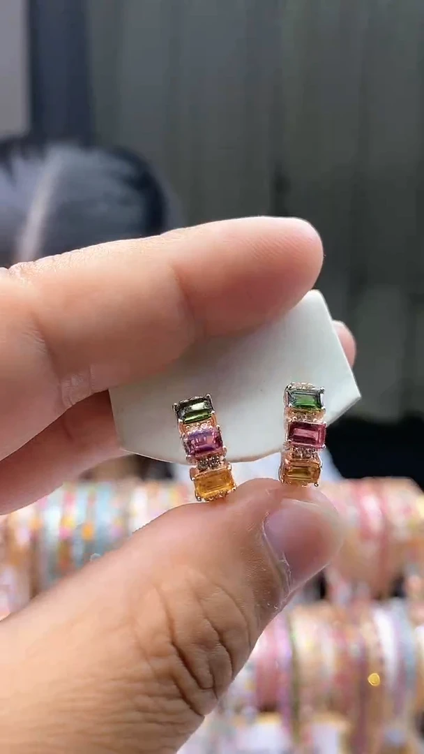 【闪购商品】碧玺耳扣银S925镶嵌345354345345