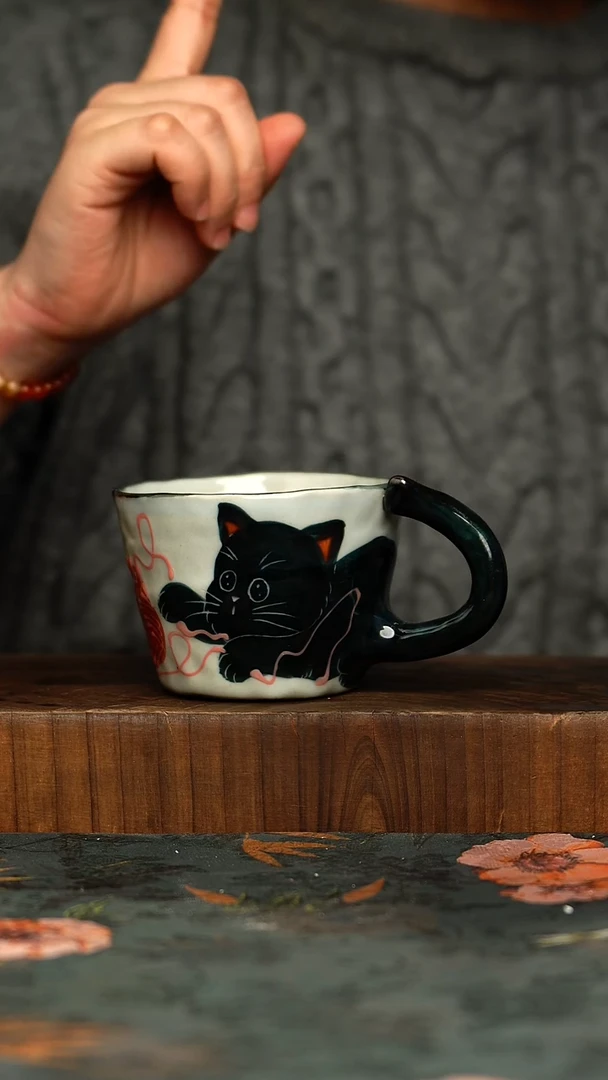 杯釉下彩手工手绘同款陶器