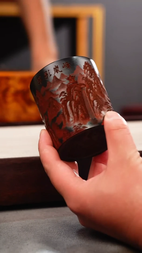 茶壶紫砂原矿石黄 山水直筒杯