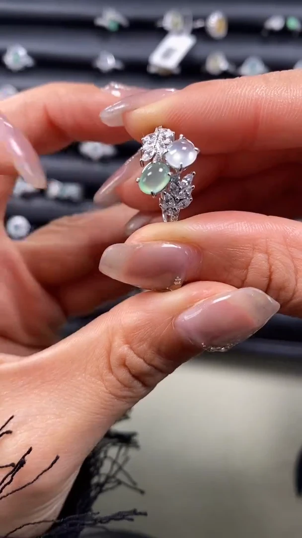 【闪购商品】翡翠戒指银S925镶嵌9102