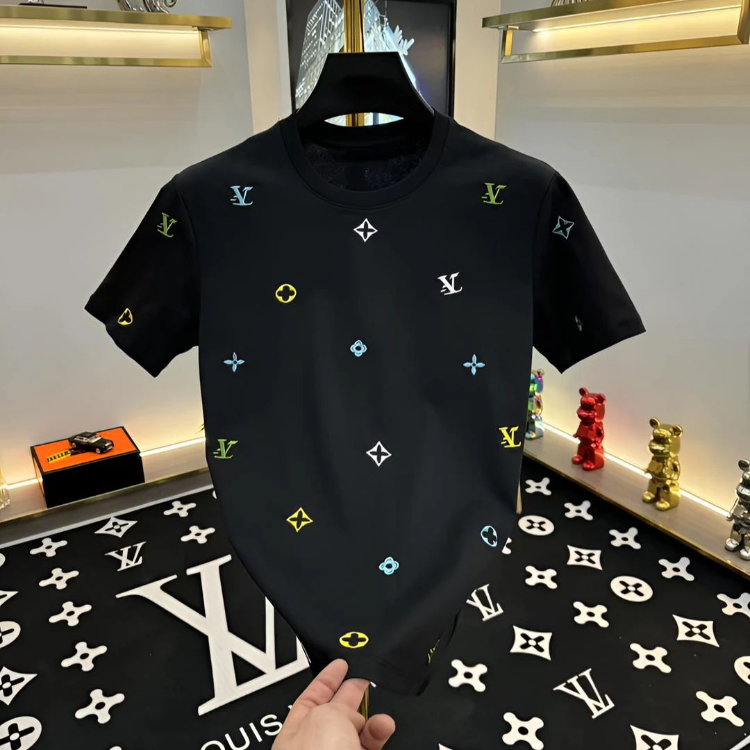 夏季新款圆领男女短袖T恤刺绣情侣衫半袖轻奢定制韩潮9218