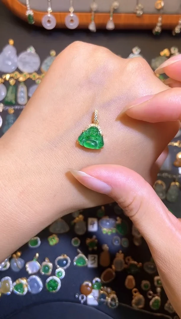 翡翠银S925镶嵌吊坠(不含链)天然a货翡翠