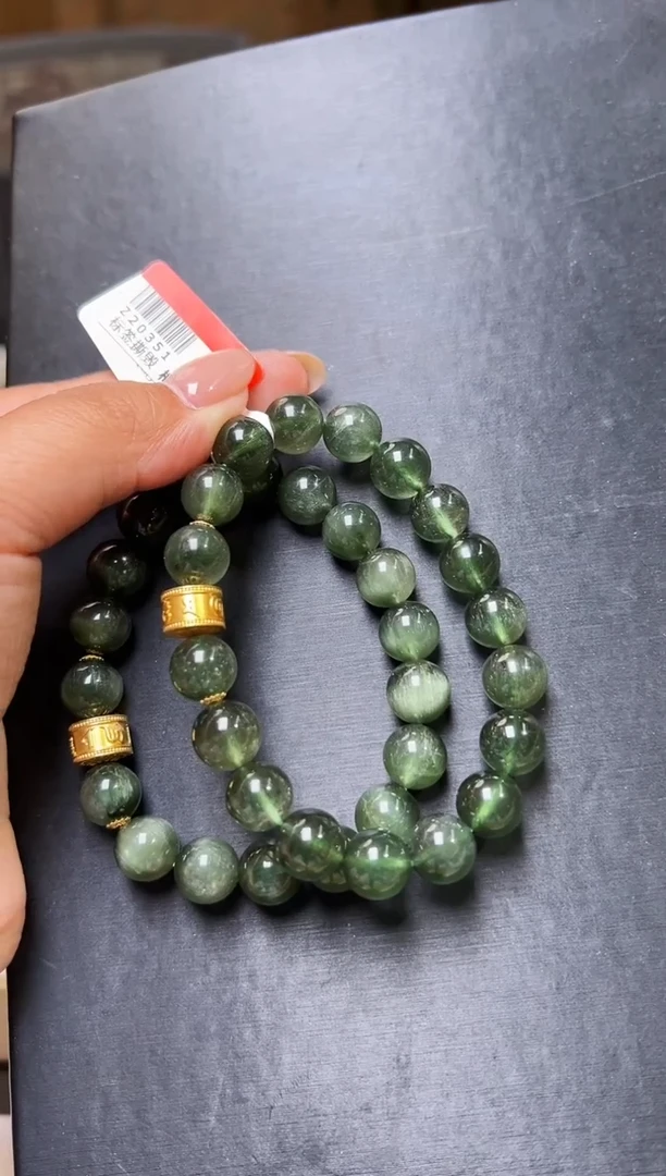 水晶手串未镶嵌18K绿发晶真言设计手串 多样性发一 Z20351