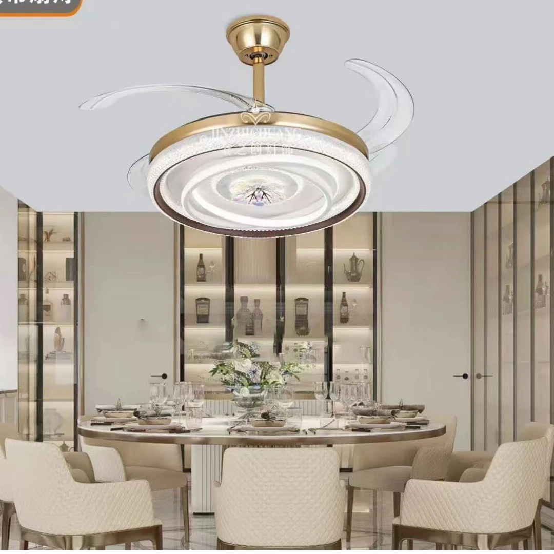 意式轻奢风扇灯灯LED吸顶灯现代简约大气方形灯餐厅灯房间灯