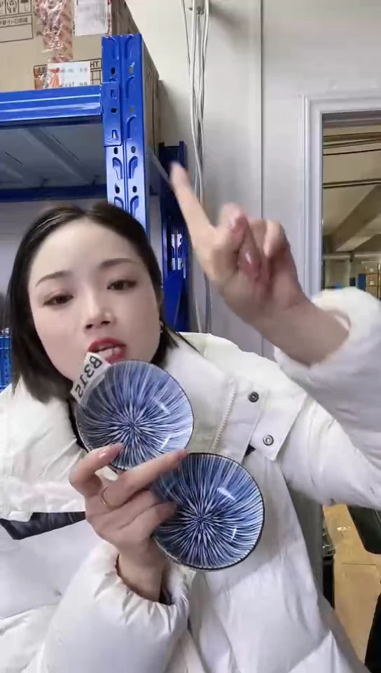 【闪购商品】瓷片日本进口瓷器细十草10cm钵两只B315