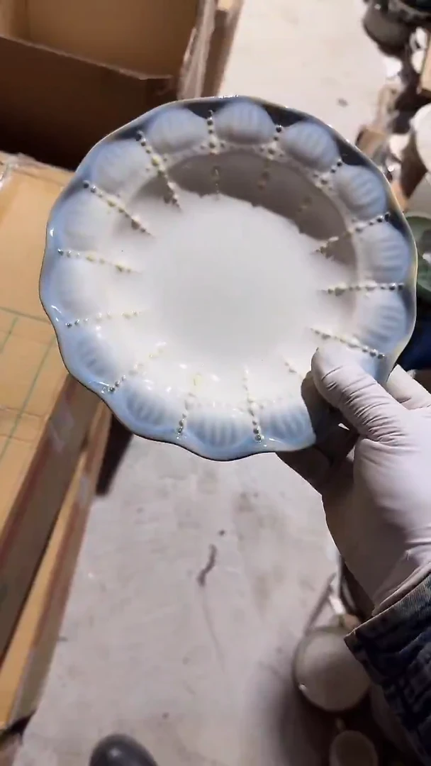 陶瓷烟蓝盘微瑕 凑满20元包邮