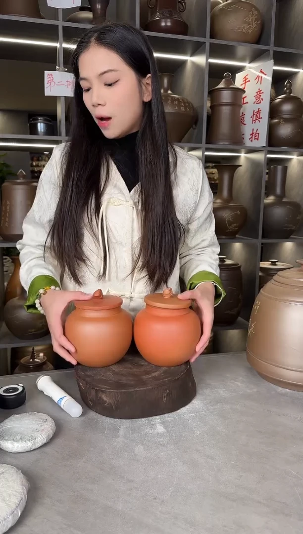 【闪购商品】罐本陶手作坭兴陶半斤茶叶罐手工痕迹一对
