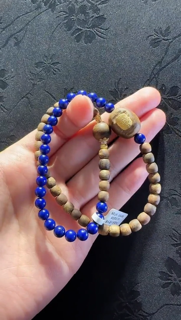 18K金镶嵌青金石手链珠宝原创直播间