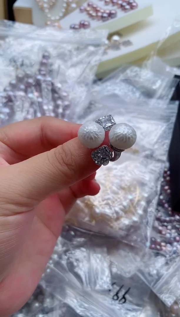 合金戒指淡水珍珠多样性发其一，非无暇