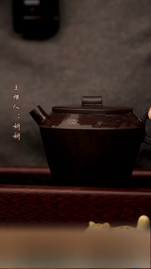 茶壶紫砂静观竹  紫泥