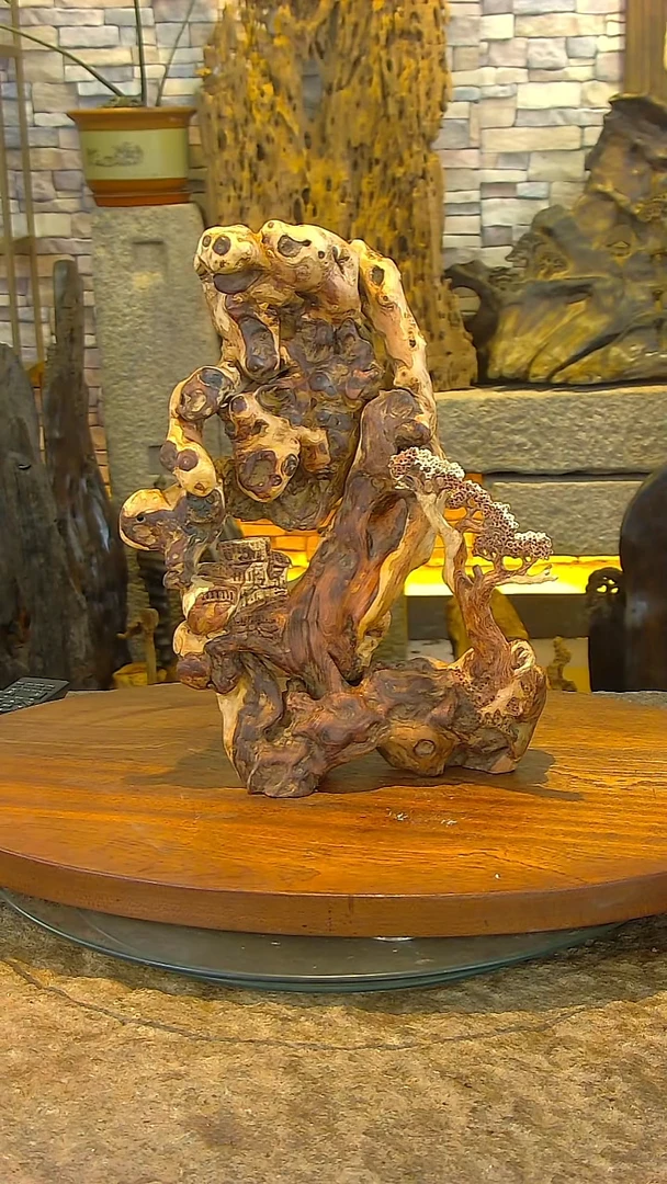 木金丝红禅意山水摆件