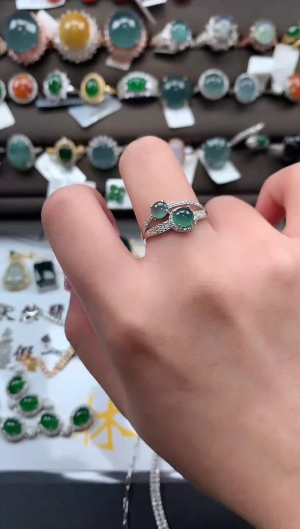 【闪购商品】翡翠戒指银S925镶嵌5214