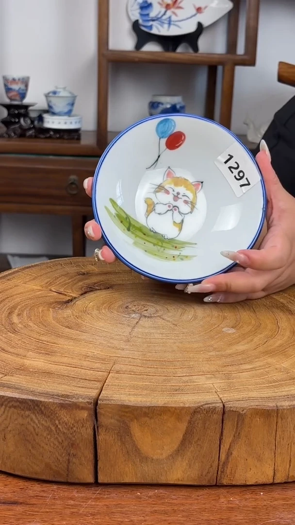 瓷片景德镇高温釉中彩-小胖碗1297