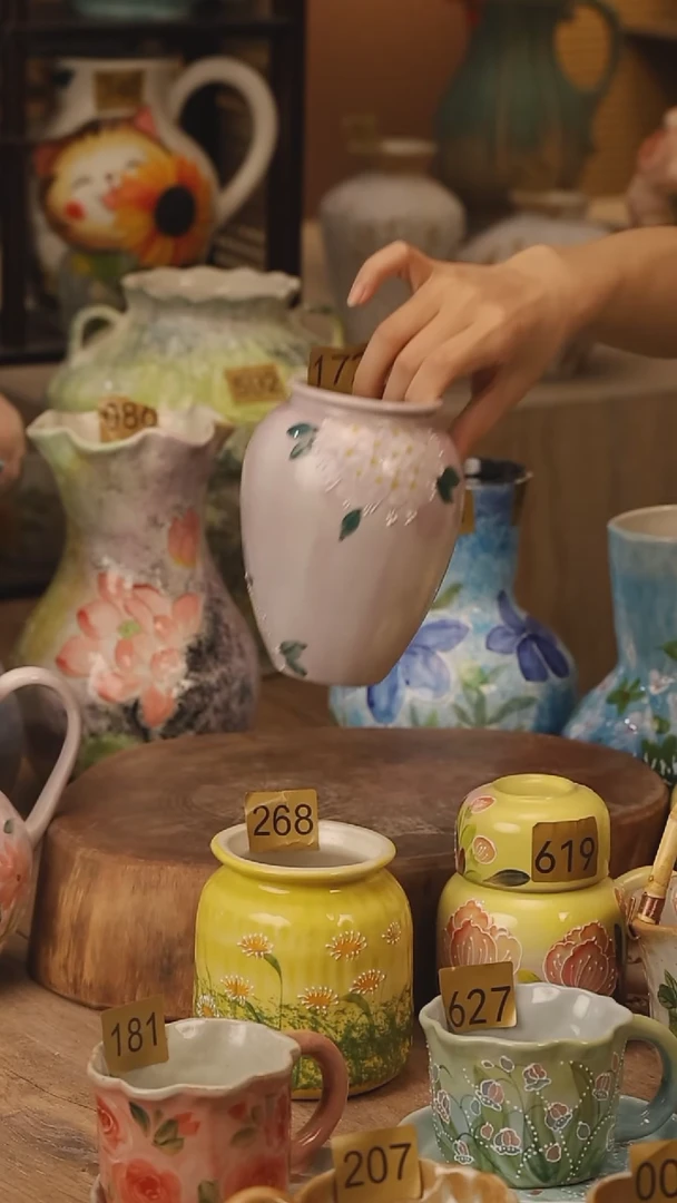 陶瓷172景德镇设计师手作花器摆件侘寂风