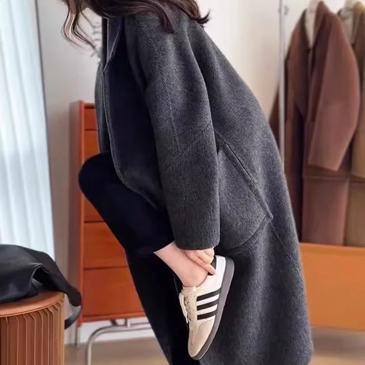 B038--韩系中长款秋冬毛呢外套