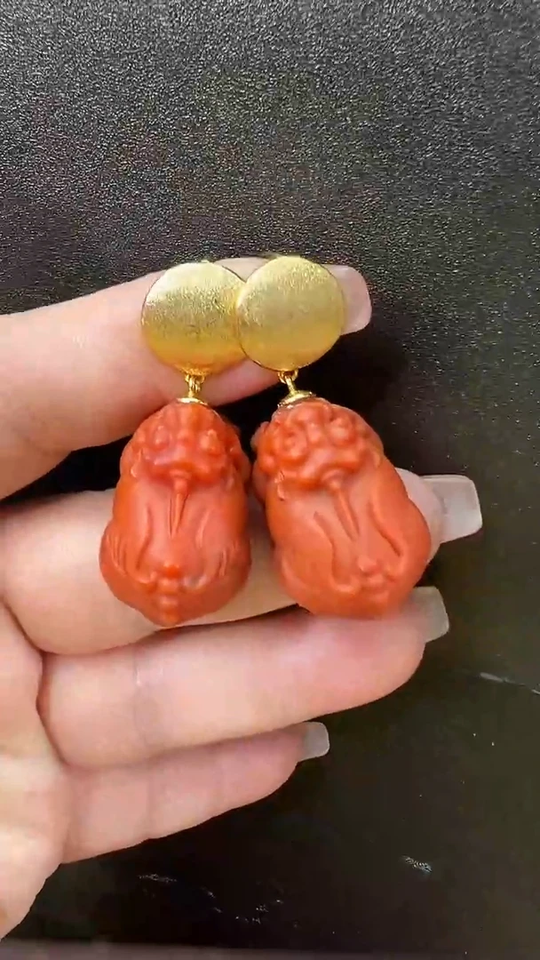 颈饰未镶嵌南红玛瑙耳环