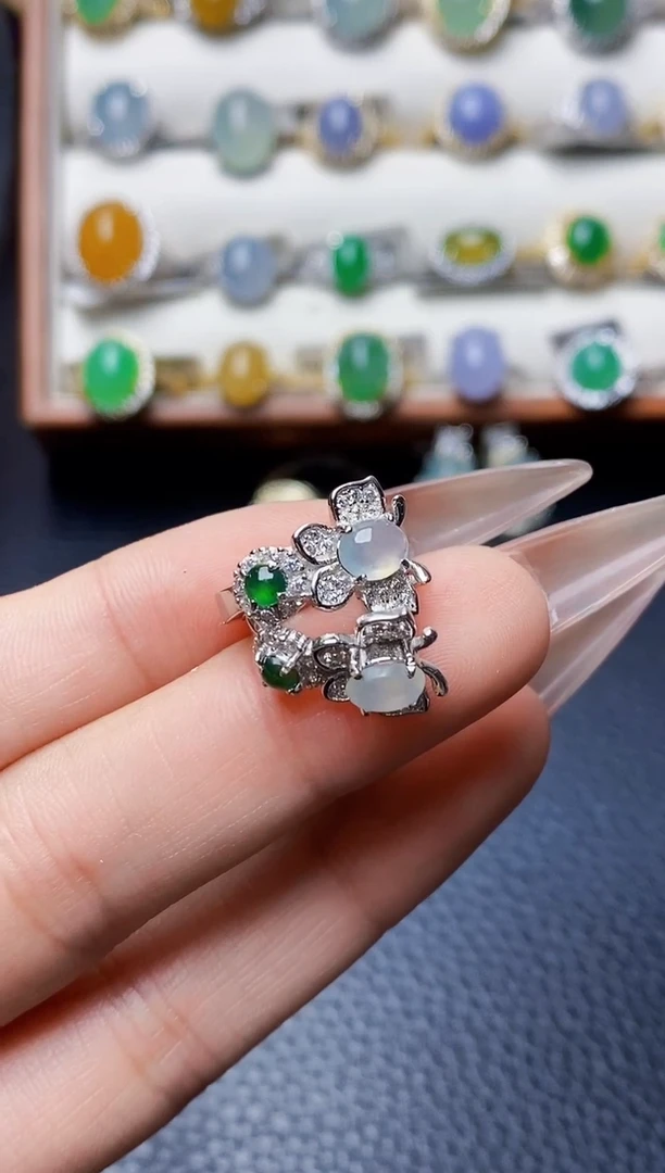 银S925镶嵌戒指翡翠0915