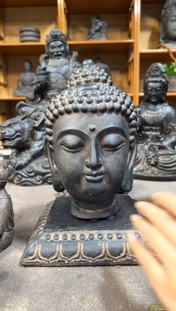 陶土【火山泥】小佛首+莲花底座