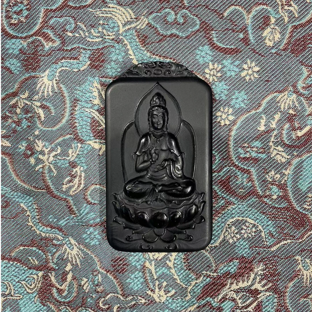 【飞姐精品推荐】墨玉方观音牌 P8202 B