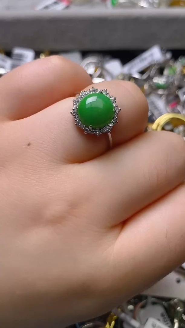 银S925镶嵌戒指翡翠百内无证书