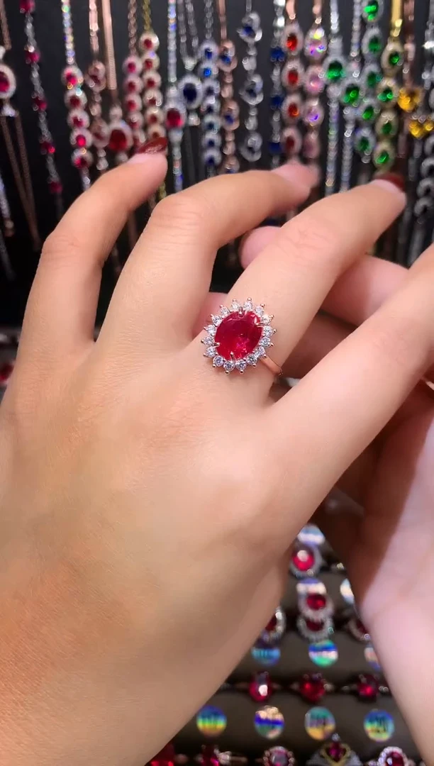 【闪购商品】红宝石戒指银S925镶嵌玫瑰金