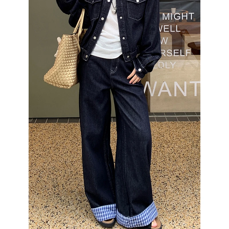 【HRG清仓】春秋黑色显瘦牛仔裤复古宽松百搭休闲直筒裤1009