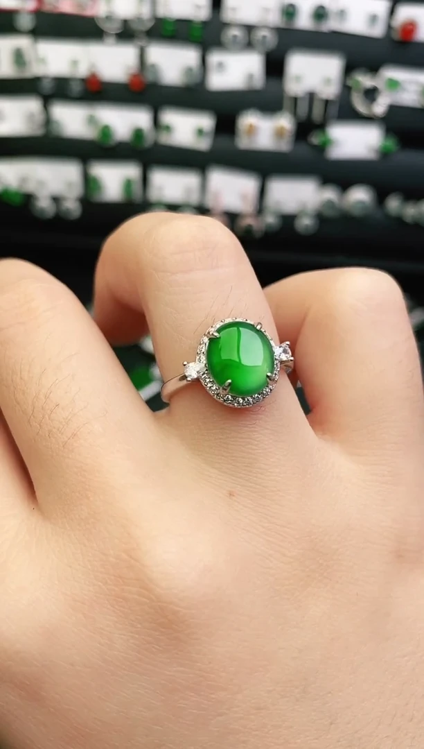 银S925镶嵌戒指翡翠0