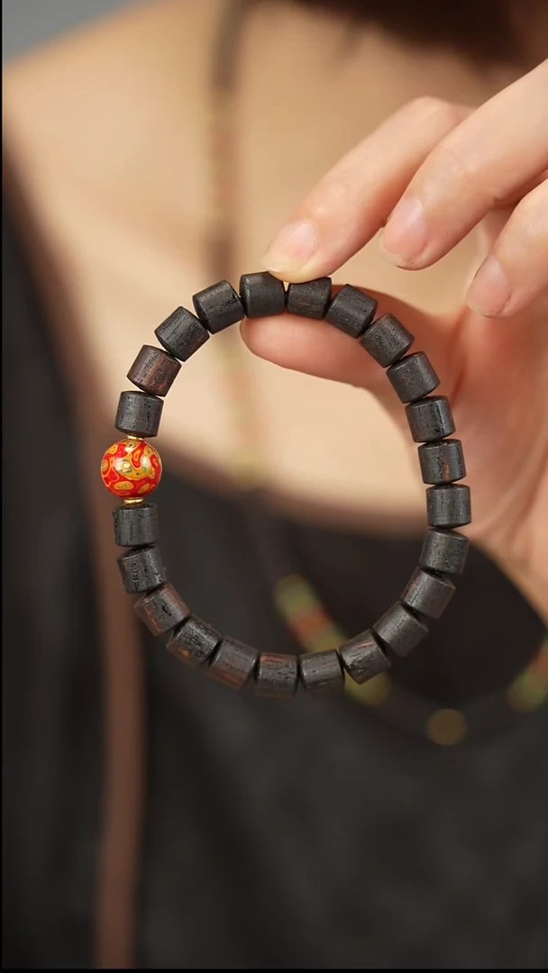 降真香手串/手链8x8桶珠单圈配大漆-80