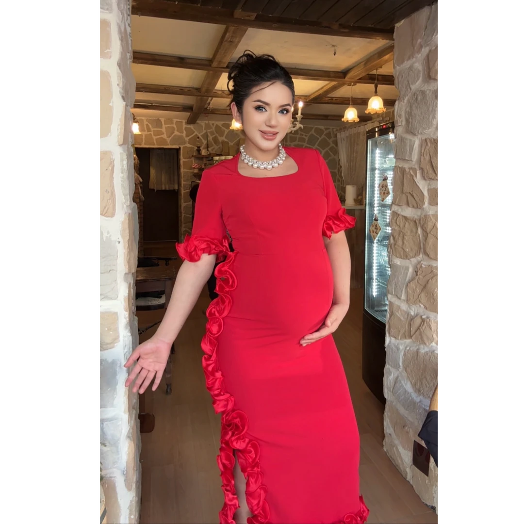 890【古丽米热】立体花朵镶嵌设计款女装连衣裙