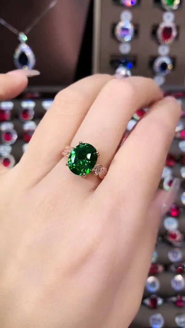 银S925镶嵌戒指碧玺911玫瑰金