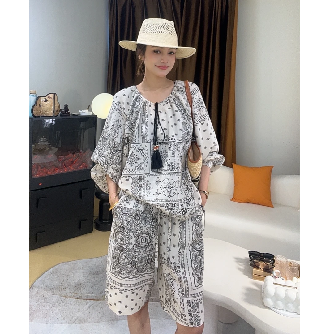 民族风长袖圆领宽独家时尚两件套 （裤长60，上衣62）6066