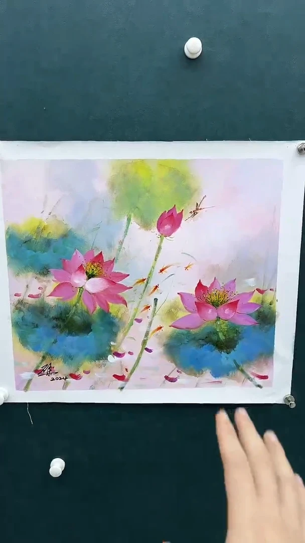 国画油画刘用华-荷花