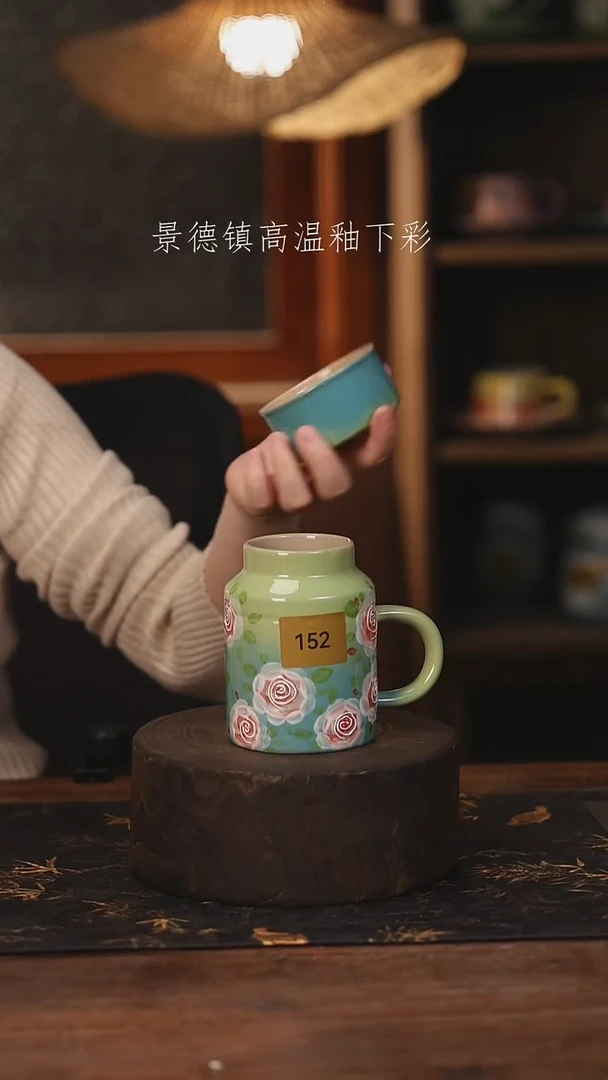 陶瓷景德镇高温釉下手绘陶瓷@L152@