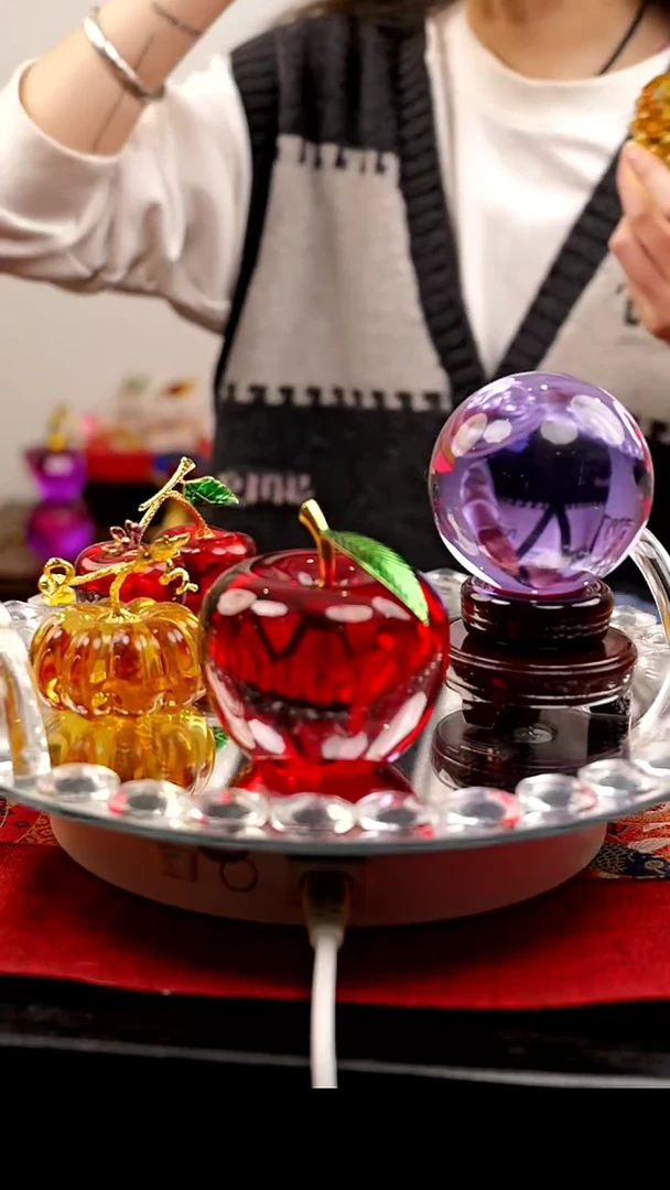 【闪购商品】琉璃红色大苹果摆件