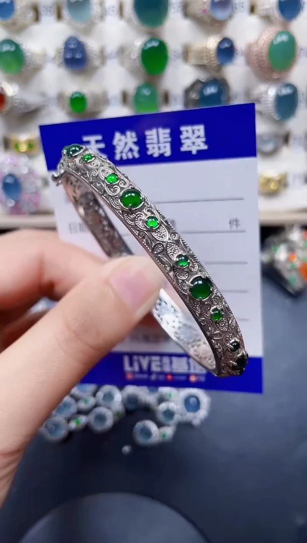 银S925镶嵌手镯翡翠143