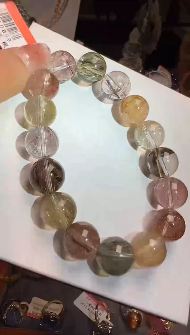 水晶手串未镶嵌Q彩发晶手串12m+ JP50839 宋