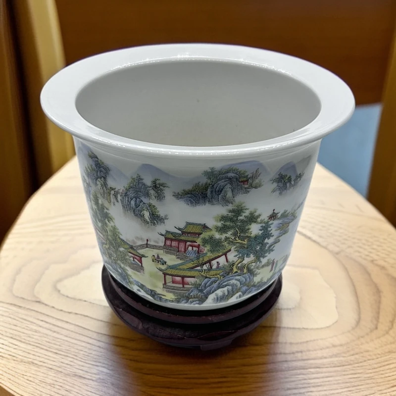 景德镇陶瓷花盆秋云静晚天高15口径20花盆兰花专用