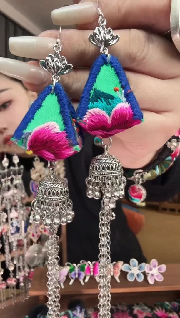 刺绣纯手工民族风刺绣耳环