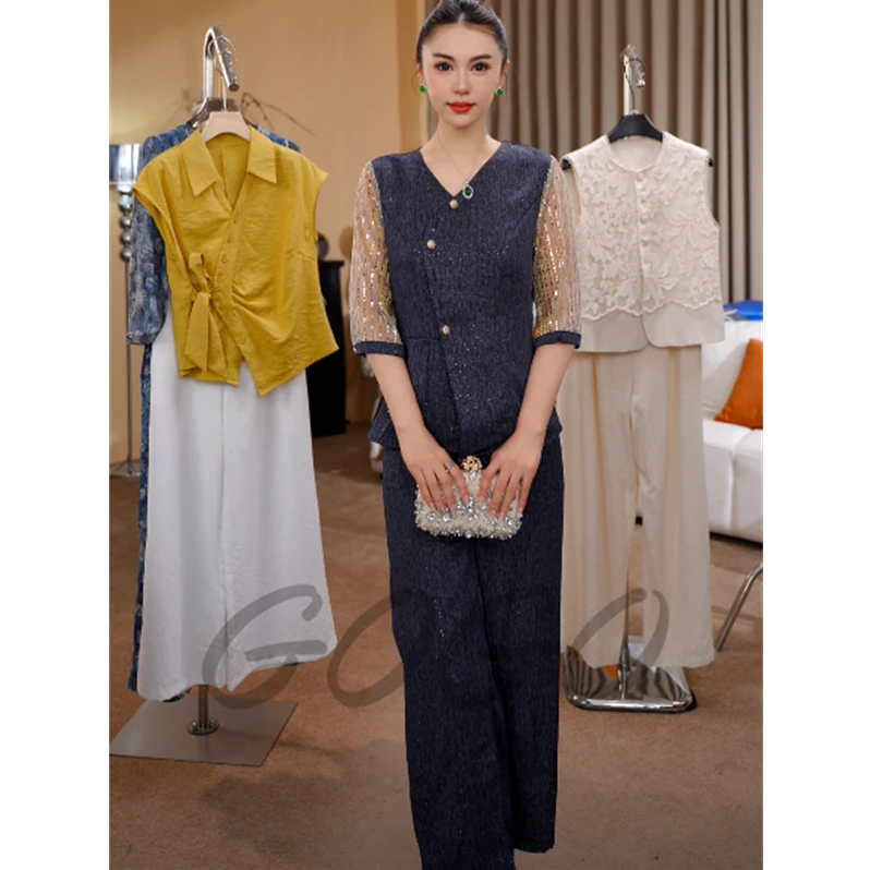 G6317高级感时尚穿搭套装女2025新款洋气气质妈妈女装两件套