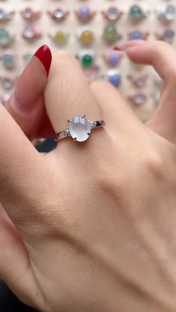 【闪购商品】翡翠戒指银S925镶嵌一物一证一礼盒