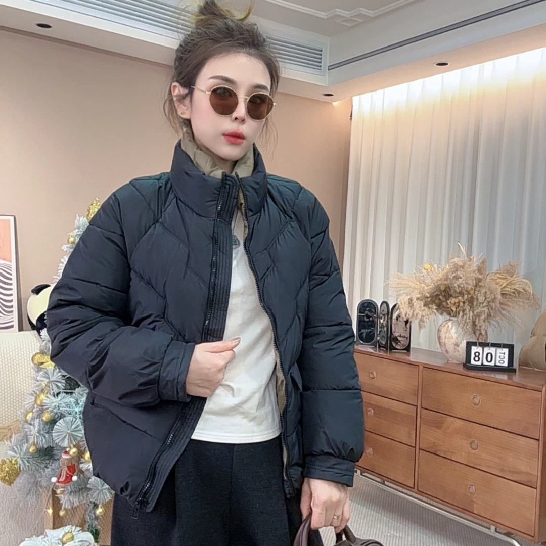 小个子时尚显瘦休闲百搭拼色短款宽松韩版立领保暖棉服外套