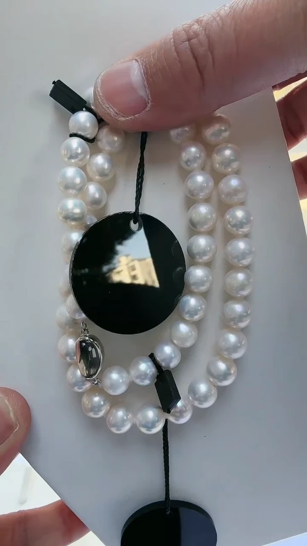 【闪购商品】淡水珍珠项链银S925镶嵌9-10mm（无核精品）