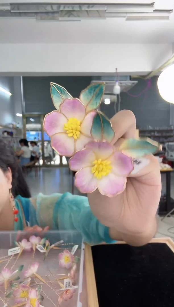 合金无030 非遗绒花小u钗一对