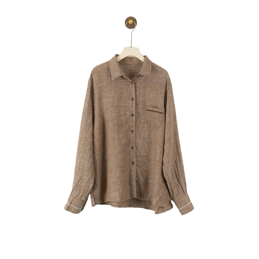 小雨推荐 喜木山 色织文艺翻领衬衫 25XS0421 休闲复古舒适百搭