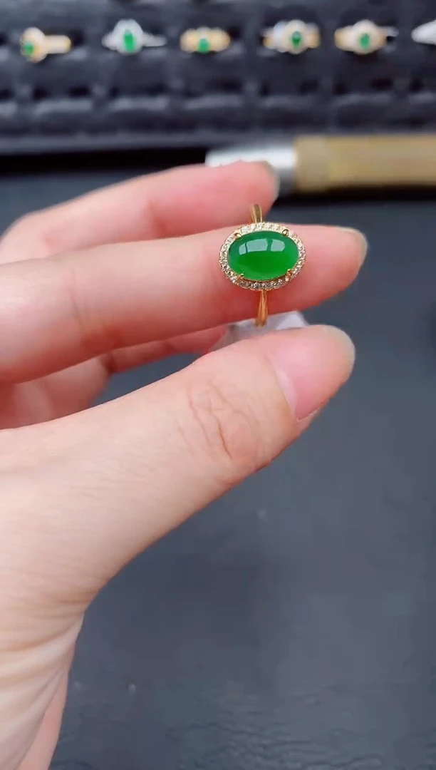 银S925镶嵌戒指翡翠天然a货翡翠58