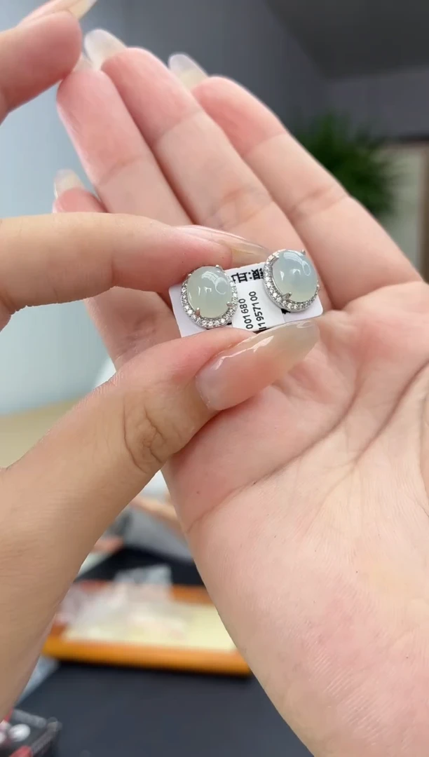 银S925镶嵌翡翠耳饰111111111