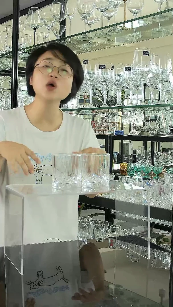 水晶玻璃手柄款威士忌酒杯   6个