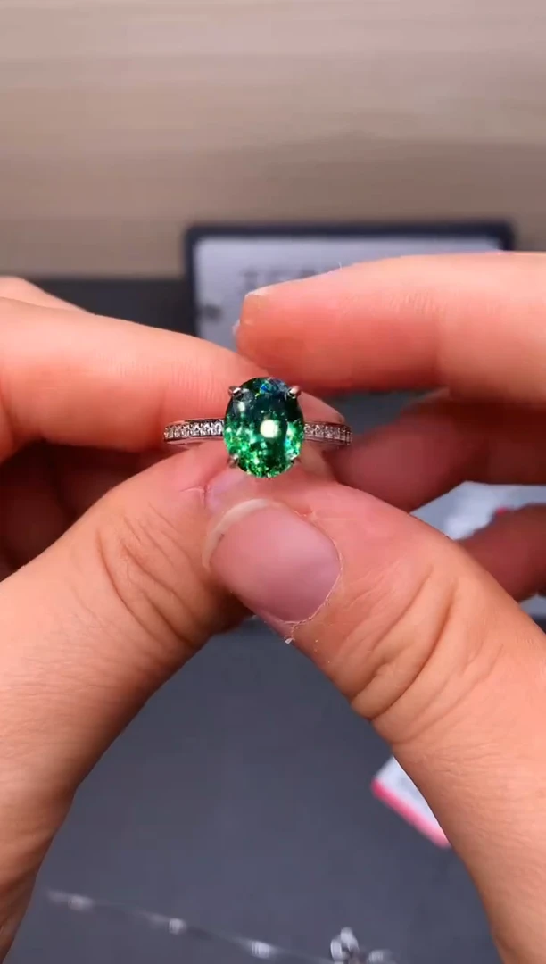 银S925镶嵌戒指碧玺55