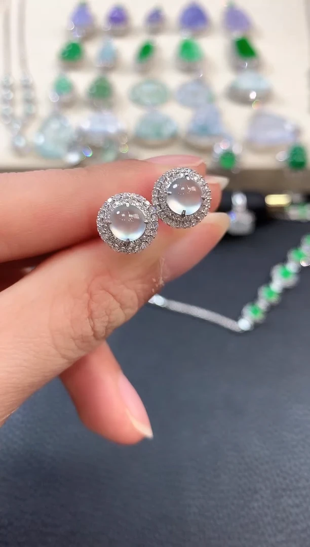 【闪购商品】翡翠耳饰18K金镶嵌b125