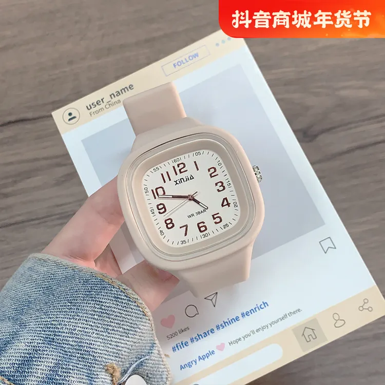 手表女款初中学生初高中儿童青少年只看时间ins风小众女生石英表